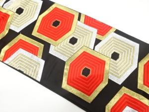 アンティーク　重ね亀甲模様織り出し袋帯（着用可）
